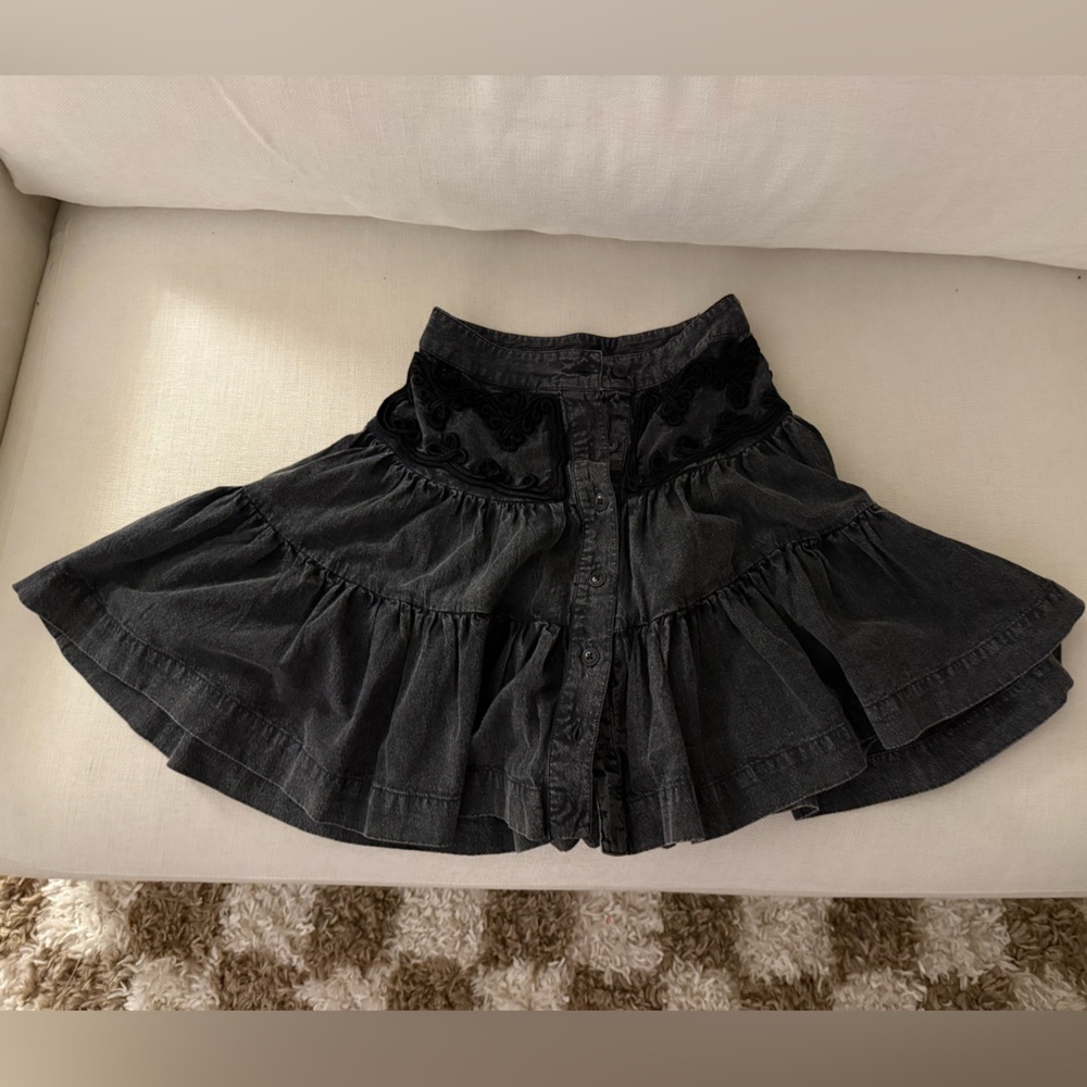 NWT Free People Black Denim Skirt - Picture 2 of 5